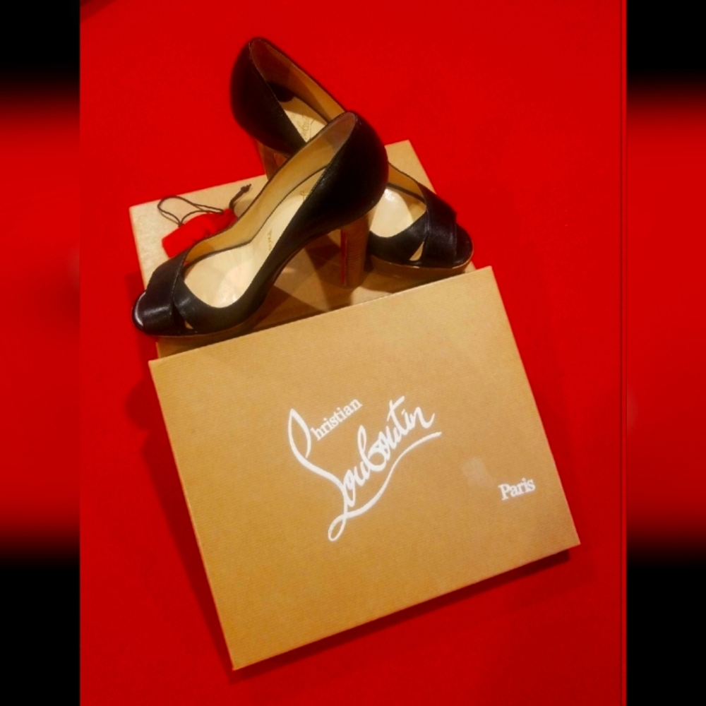 Christian Louboutin peep toe Miss Marple heels